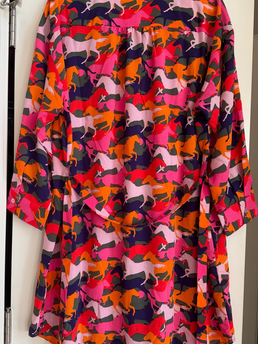 NWT Michelle McDowell Ronan Mane Event Multi Equestrian Shirt Dress Size XL Tie - Picture 5 of 16